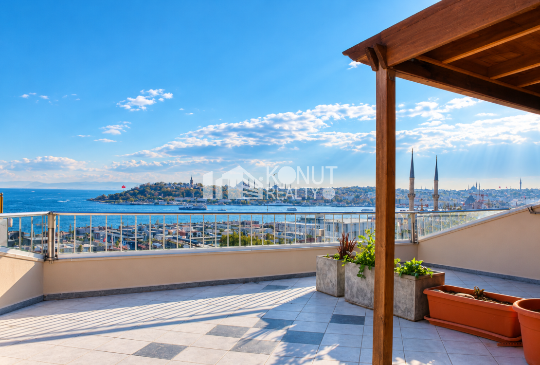 Two-Story Apartment For Rent in Cihangir With a Sea view and Terrace