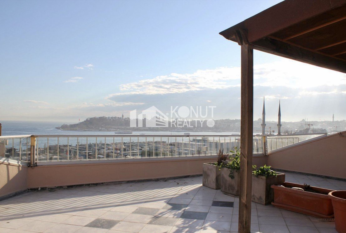 Two-Story Apartment For Rent in Cihangir With a Sea view and Terrace